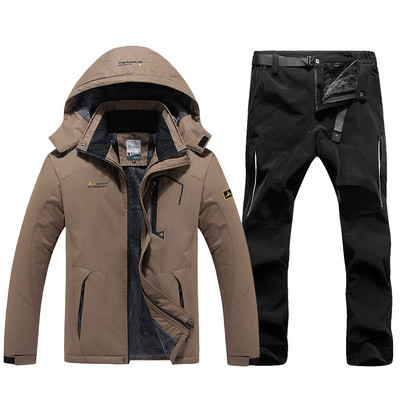 Vyriška slidinėjimo striukė vandeniui atsparus slidinėjimo kostiumas, šiltas žieminis, šiltas vilnonis paltas ir kelnės lauke laipiojimo kalnu snieglenčių apranga