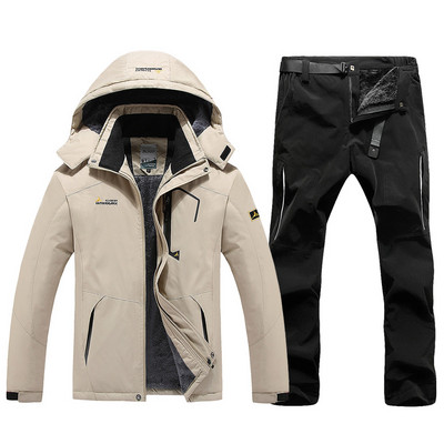 Vyriška slidinėjimo striukė vandeniui atsparus slidinėjimo kostiumas, šiltas žieminis, šiltas vilnonis paltas ir kelnės lauke laipiojimo kalnu snieglenčių apranga