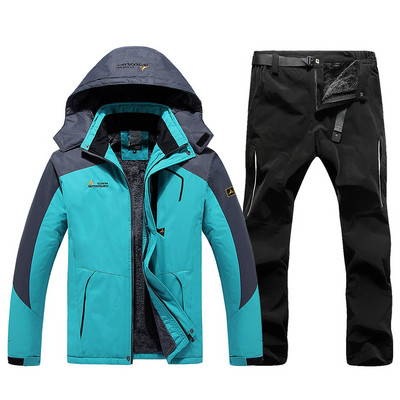 Vyriška slidinėjimo striukė vandeniui atsparus slidinėjimo kostiumas, šiltas žieminis, šiltas vilnonis paltas ir kelnės lauke laipiojimo kalnu snieglenčių apranga
