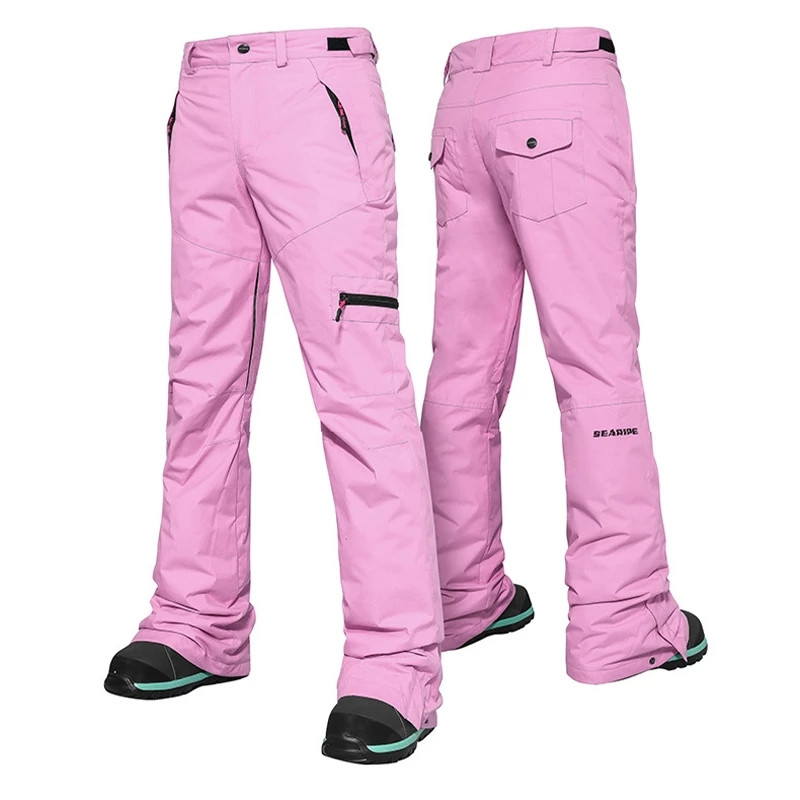 Greitai džiūstančios moteriškos šiltos slidinėjimo kelnės Vėjo nepraleidžiančios ir vandeniui atsparios kelnės Dvigubos apsaugos nuo sniego kojos atidarymas Storos žieminės slidinėjimo kelnės