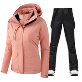 2022 m. moterų slidinėjimo kostiumas, žieminis, šiltas, vandeniui atsparus lauko sportinis sniego striukės ir kelnės, moteriškas prekės ženklas