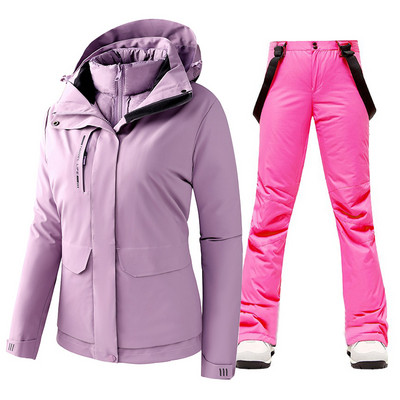 2022 m. moterų slidinėjimo kostiumas, žieminis, šiltas, vandeniui atsparus lauko sportinis sniego striukės ir kelnės, moteriškas prekės ženklas