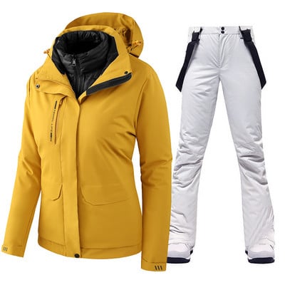 2022 m. moterų slidinėjimo kostiumas, žieminis, šiltas, vandeniui atsparus lauko sportinis sniego striukės ir kelnės, moteriškas prekės ženklas