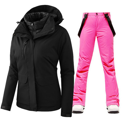 2022 m. moterų slidinėjimo kostiumas, žieminis, šiltas, vandeniui atsparus lauko sportinis sniego striukės ir kelnės, moteriškas prekės ženklas