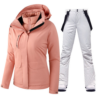 2022 m. moterų slidinėjimo kostiumas, žieminis, šiltas, vandeniui atsparus lauko sportinis sniego striukės ir kelnės, moteriškas prekės ženklas