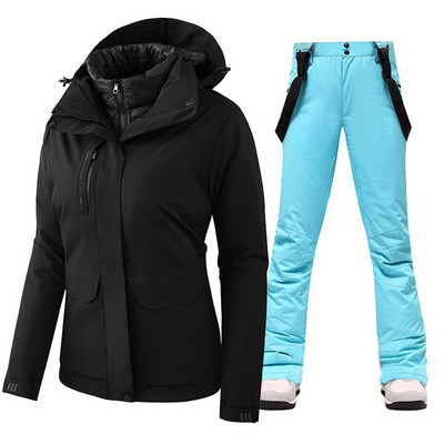2022 m. moterų slidinėjimo kostiumas, žieminis, šiltas, vandeniui atsparus lauko sportinis sniego striukės ir kelnės, moteriškas prekės ženklas