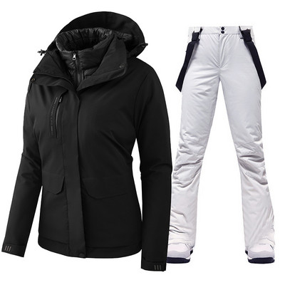 2022 m. moterų slidinėjimo kostiumas, žieminis, šiltas, vandeniui atsparus lauko sportinis sniego striukės ir kelnės, moteriškas prekės ženklas