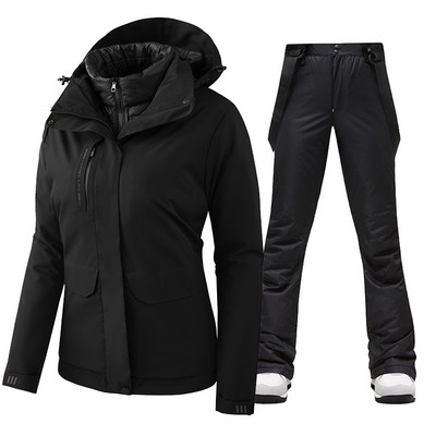 2022 m. moterų slidinėjimo kostiumas, žieminis, šiltas, vandeniui atsparus lauko sportinis sniego striukės ir kelnės, moteriškas prekės ženklas