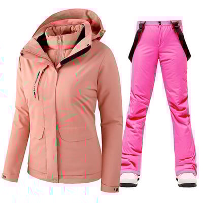 2022 m. moterų slidinėjimo kostiumas, žieminis, šiltas, vandeniui atsparus lauko sportinis sniego striukės ir kelnės, moteriškas prekės ženklas