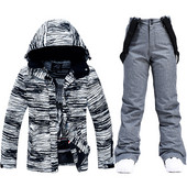 Storas šiltas slidinėjimo kostiumas moterims, vandeniui atsparus šiluminės striukės kelnių rinkinys Moteriški sniego drabužiai lauko snieglenčių apranga Firminė slidinėjimo apranga