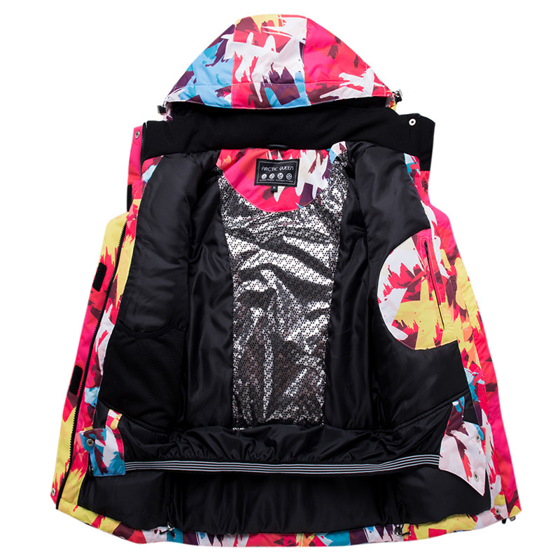 Storas šiltas slidinėjimo kostiumas moterims, vandeniui atsparus šiluminės striukės kelnių rinkinys Moteriški sniego drabužiai lauko snieglenčių apranga Firminė slidinėjimo apranga