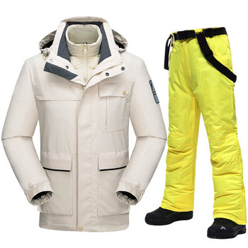 Νέα ανδρικά μπουφάν για σκι Winter Warm Down Liner Στολή για χιόνι Αδιάβροχη Αδιάβροχη Ορεινή Σνόουμπορντ Μπουφάν και παντελόνι