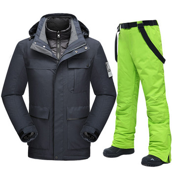 Νέα ανδρικά μπουφάν για σκι Winter Warm Down Liner Στολή για χιόνι Αδιάβροχη Αδιάβροχη Ορεινή Σνόουμπορντ Μπουφάν και παντελόνι