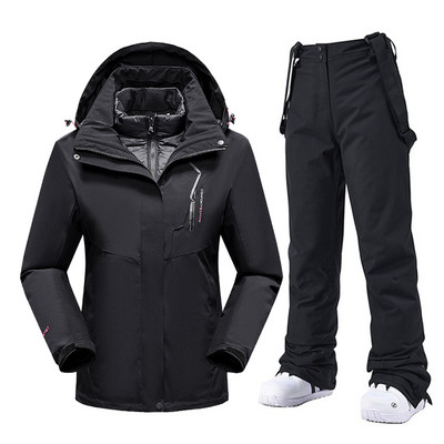 Moteriški snieglenčių kostiumai Nauji vėjui nepralaidūs vandeniui šilti stori sniego kelnės ir pūkinė striukė Slidinėjimo drabužių rinkinys Žieminių slidinėjimo kostiumų prekės ženklai
