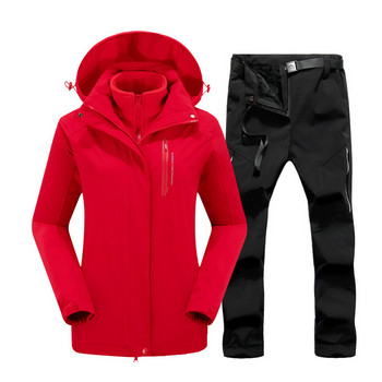 Χειμερινό κοστούμι σκι για γυναίκες Μάρκες σακάκι παντελόνι Υψηλής ποιότητας αντιανεμικό αδιάβροχο σούπερ ζεστό παντελόνι για χιόνι Ρούχα σνόουμπορντ