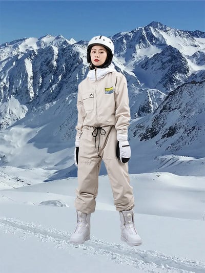 Goexplore Costume de schi dintr-o bucată pentru bărbați Goexplore Salopete de cuplu Salopete de iarnă în aer liber Combinate de zăpadă impermeabile pentru sportul pe zăpadă