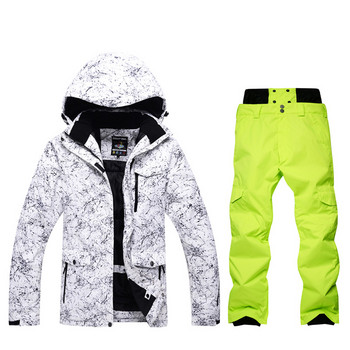 Зимен мъжки професионален сноуборд комплект Външен водоустойчив Ветроустойчив 10000 Комплект ски костюми Яке за сняг и топли камуфлажни панталони