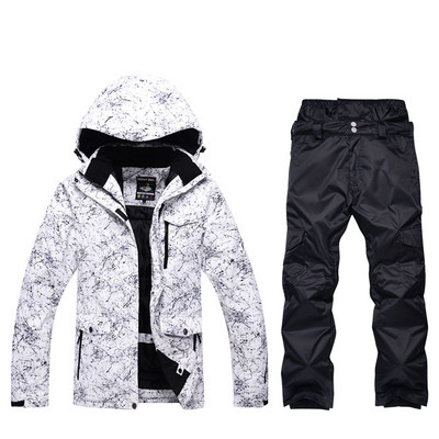 Žiemos vyrų profesionalus snieglenčių rinkinys lauko vandeniui atsparus vėjui 10000 slidinėjimo kostiumo rinkinys sniego striukė ir šiltos kamufliažinės kelnės