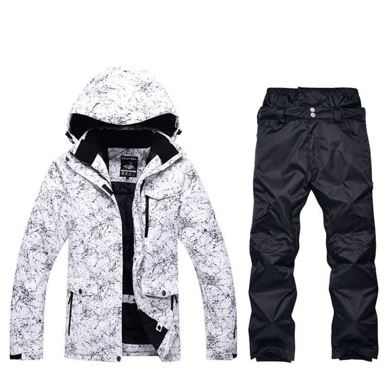 Žiemos vyrų profesionalus snieglenčių rinkinys lauko vandeniui atsparus vėjui 10000 slidinėjimo kostiumo rinkinys sniego striukė ir šiltos kamufliažinės kelnės