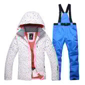 Slidinėjimo kostiumas Grožis Slidinėjimas Šalčiui atspari įranga Žiemos lauko aksesuarai Slidinėjimo striukės kelnių rinkinys moterims Neperšlampamas šiltas slidinėjimo kostiumas