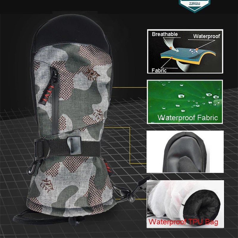 1 pora šiltų sniego slidinėjimo pirštinių žieminės pirštų apsaugos Neslidžios jutiklinio ekrano vandeniui atsparios sniego pirštinės, skirtos lauko dviračių darbo įrankiui