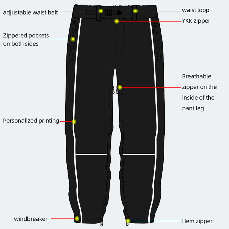 Vyriškos šviesą atspindinčios slidinėjimo kelnės žieminės, šiltos, vėjui atsparios, vandeniui atsparios sniego kelnės, vyriškos, kvėpuojančios, laisvos slidinėjimo snieglenčių kelnės
