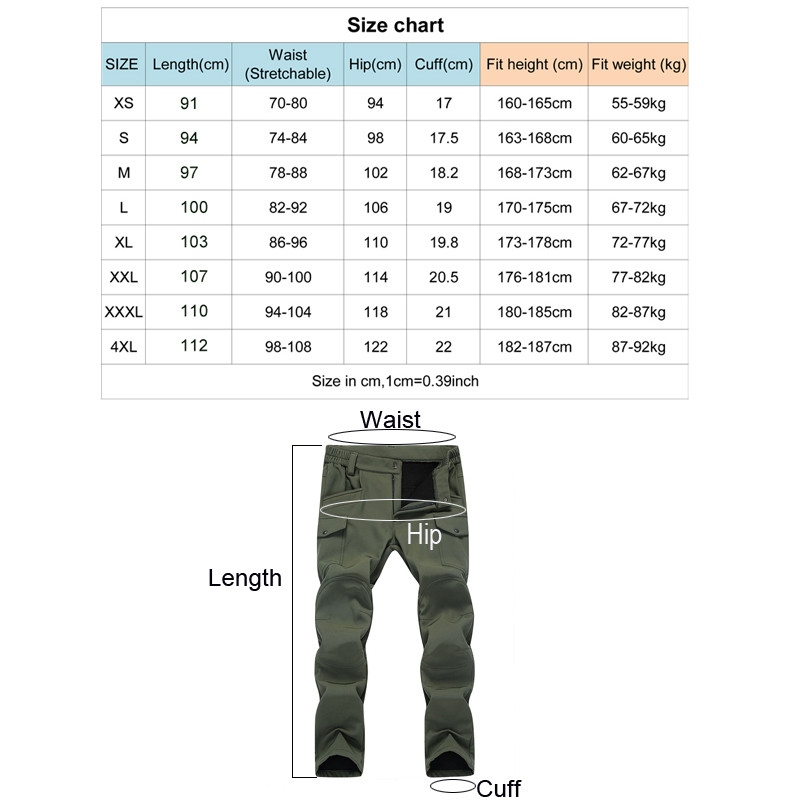 TRVLWEGO Vyriškos krovininės kelnės lauke slidinėjimas Laisvalaikis Kelionės Storos Šiltos Soft Shell Vyriškos Stovyklavietės Žygiai Išvykimo Taktinės Kelnės