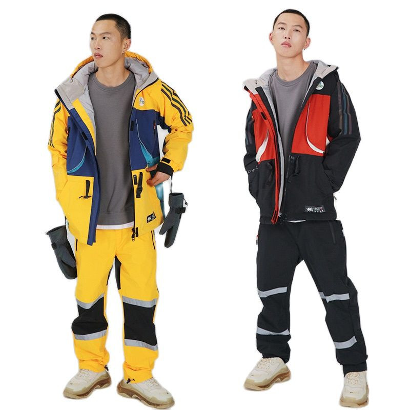 Naujas slidinėjimo kostiumas lauko sportui snieglenčių striukė Vyriškas kombinezonas laisvas slidinėjimo komplektas šiltas sniego kelnės žieminiai drabužiai, atsparūs vėjui, vandeniui