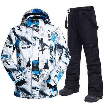 Κοστούμια σκι 2021 για άνδρες Χειμερινός εξωτερικός χοντρός ζεστός αντιανεμικό αδιάβροχο μπουφάν Snowboard + Σετ παντελονιών Εξοπλισμός σκι Κοστούμια χιονιού