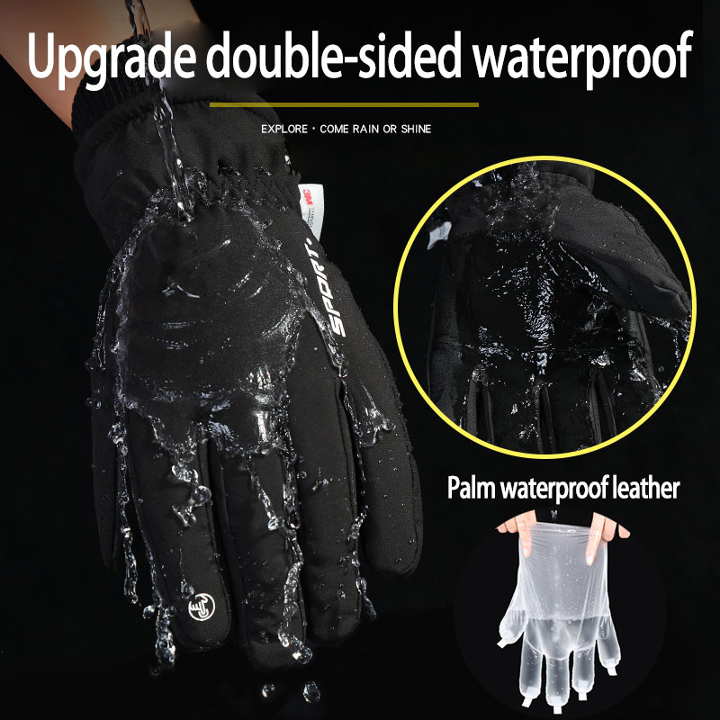 Vyriškos slidinėjimo pirštinės, atsparios vandeniui, atsparios šalčiui, sutirštintos vyriškos dviratininko pirštinės, žieminės dviračio, sniego motociklo, vyriškos, vilnos, vilnos dviratininko pirštinės