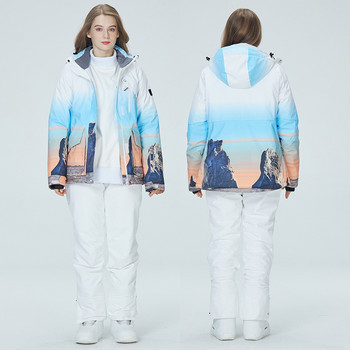 Γυναικείο μπουφάν Snow παλτό & παντελόνι Χειμερινά παχύρρευστα αθλητικά ρούχα για πεζοπορία, στολή σκι Windbreaker Θερμική κουκούλα ανδρικό αδιάβροχο