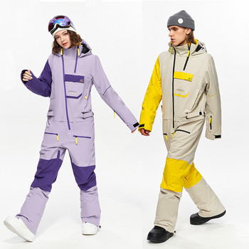 2023 Нов зимен ски костюм от една част Гащеризон Дамско яке за спорт на открито Сноуборд Мъжки комплект за ски Гащеризон Ветроустойчив Водоустойчив