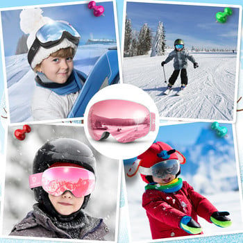 Детски ски очила OTG очила против замъгляване 100% UV защита за момчета момичета деца и тийнейджъри каски Съвместими с всякакви каски