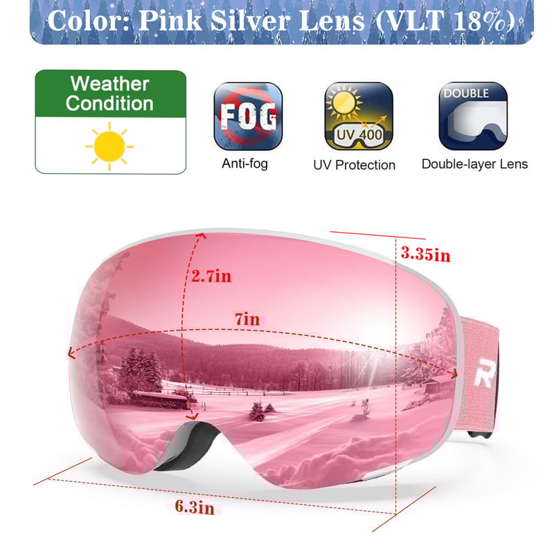 Vaikiški slidinėjimo akiniai OTG akiniai nuo rasojimo 100% UV apsauga berniukams mergaitėms Vaikams ir paaugliams Šalmai Suderinami su bet kokiu šalmu
