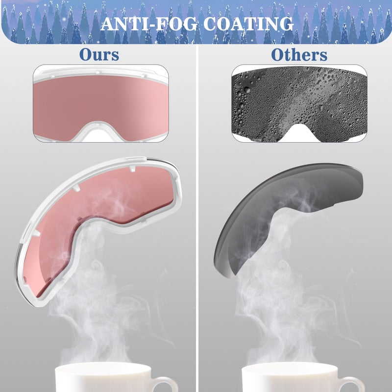 Vaikiški slidinėjimo akiniai OTG akiniai nuo rasojimo 100% UV apsauga berniukams mergaitėms Vaikams ir paaugliams Šalmai Suderinami su bet kokiu šalmu