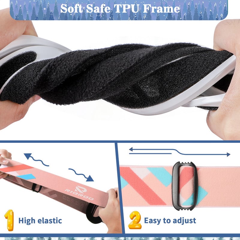 Vaikiški slidinėjimo akiniai OTG akiniai nuo rasojimo 100% UV apsauga berniukams mergaitėms Vaikams ir paaugliams Šalmai Suderinami su bet kokiu šalmu