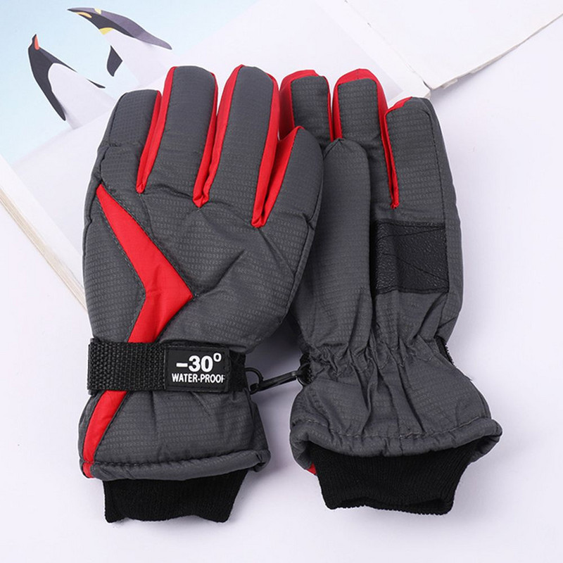 Žiemos šiltos snieglenčių slidinėjimo pirštinės vyriškos moteriškos vaikiškos sniego kumštinės pirštinės, neperšlampamos slidės, atsparios vėjui, vaikams nuo 8 iki 14 metų