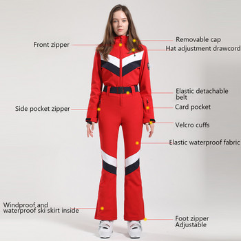 2023 Нов ски костюм от една част, дамски гащеризон, тънък костюм за сноуборд, гащеризони, ветроустойчив водоустойчив ски комплект, зимно облекло
