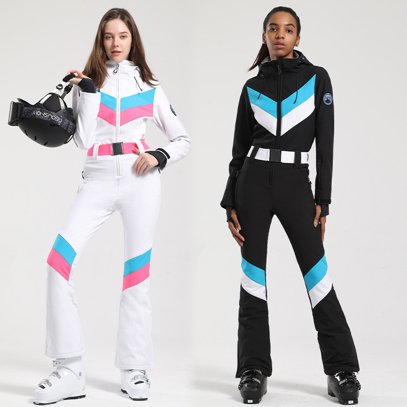 2023 m. naujas vientisas slidinėjimo kostiumas moteriškas kombinezonas, plonas prigludęs snieglenčių kostiumas, vėjui atsparus, vandeniui atsparus slidinėjimo komplektas, žieminė apranga