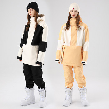 2022 Νέα χειμερινή φλις φόρμα σκι Ανδρικά γυναικεία κοστούμια Αδιάβροχη αντιανεμική αναπνεύσιμη ζεστό χιόνι Snowboard Casual ρούχα Παντελόνι με κουκούλα