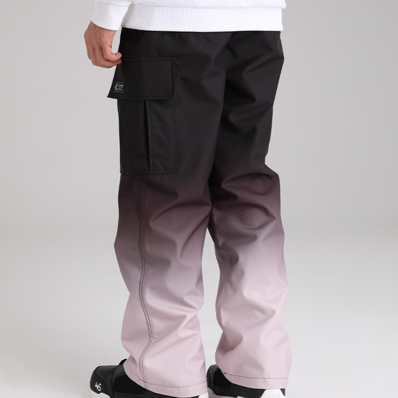 Laisvos krovinių kaklaraiščiais nudažytos snieglenčių kelnės Moteriškos vyriškos slidinėjimo įrangos Vandeniui atsparios vėjui plonos žiemos sniego laisvalaikio kelnės su elastine juostele