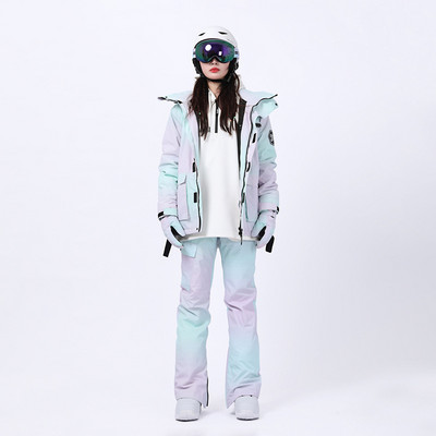 2022 m. naujas snieglenčių slidinėjimo rinkinys žieminis lauko kostiumas su sniego kostiumais, vėjui atsparus moteriškas kalnų neperšlampamas slidinėjimo kostiumas, moteriška sniego striukė