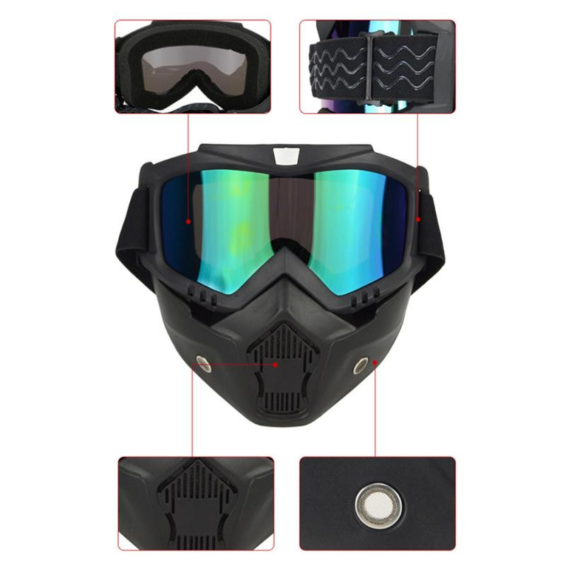 Lauko slidinėjimo akiniai snieglenčių kaukė žiemos sniego motociklui slidinėjimo akiniai nuo vėjo atsparūs slidinėjimo stiklai motokroso akiniai nuo saulės su burnos filtru