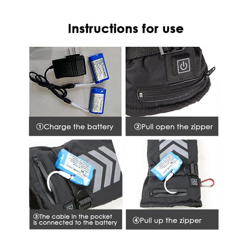 Žieminis rankų šildytuvas elektrinės šiluminės pirštinės įkraunamos baterijos šildomos pirštinės dviračių motociklams dviračiams slidinėjimo pirštinės