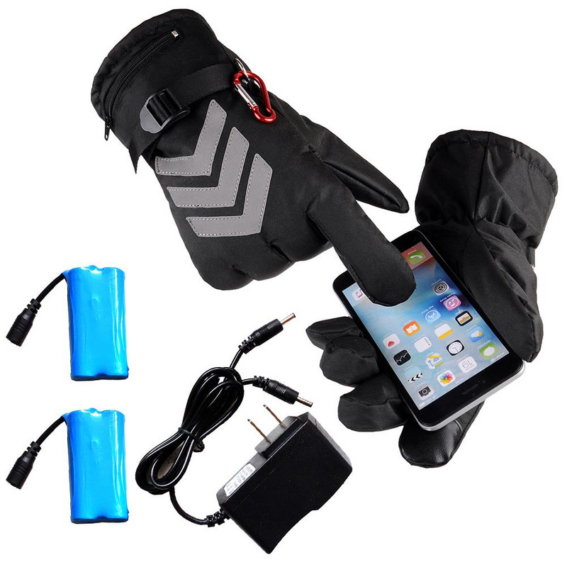 2020 m. įkraunamos šildomos pirštinės, atsparios vandeniui, jutiklinis ekranas, motociklas, elektrinis automobilis, šildomos pirštinės žiemai, vyrams, moterims, JAV kištukas