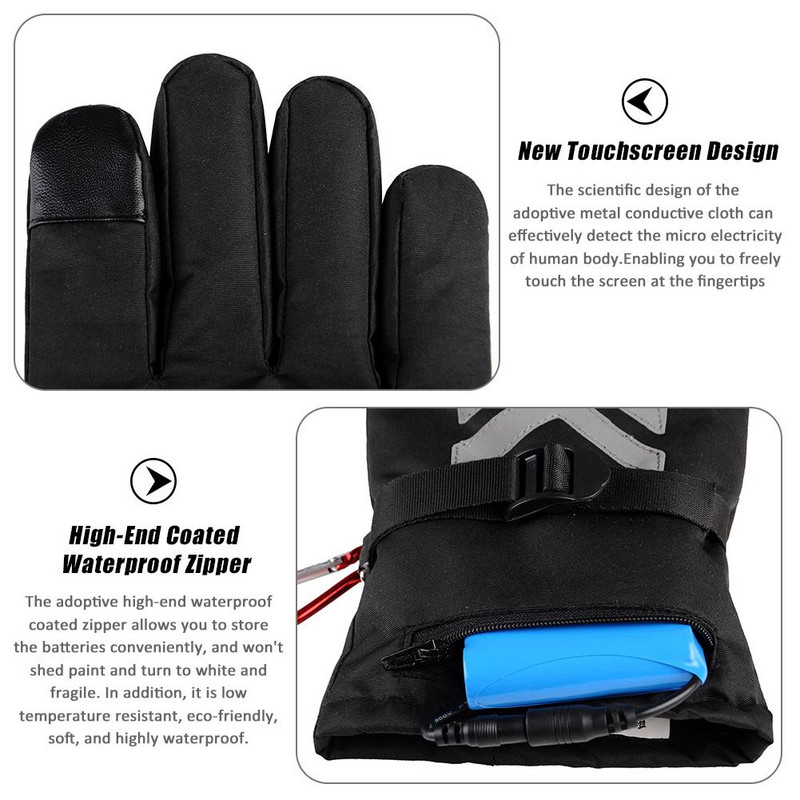 2020 m. įkraunamos šildomos pirštinės, atsparios vandeniui, jutiklinis ekranas, motociklas, elektrinis automobilis, šildomos pirštinės žiemai, vyrams, moterims, JAV kištukas