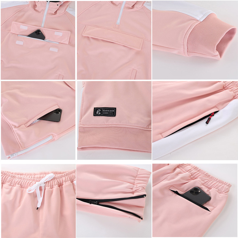 Slidinėjimo kostiumas Moteriškas Vyriškas Slidinėjimo gobtuvas žiemai, Šiltas, kvėpuojantis, Neperšlampamas, Neperšlampamas, Vėjui atsparus Slidinėjimo striukė ir Kelnės Vyriškas Moteriškas Slidinėjimo snieglenčių kostiumas