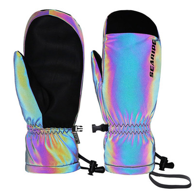 Reflexné lyžiarske rukavice, snowboardové a snežné skútre, nepremokavé, odolné, teplé, bavlnené, výplňové rukavice, zimné snehové rukavice, priedušné