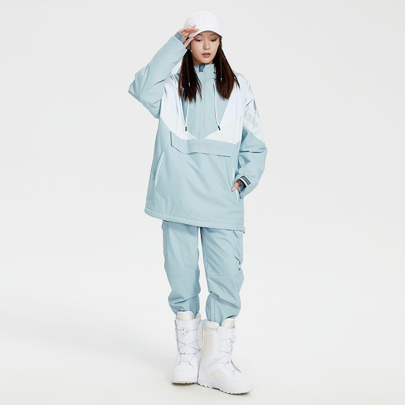 Set de schi nou Jachetă de snowboard sport pentru femei Pantaloni de zăpadă pentru bărbați Costum de schi cu îmbinare Salopetă rezistentă la vânt Glugă îngroșată