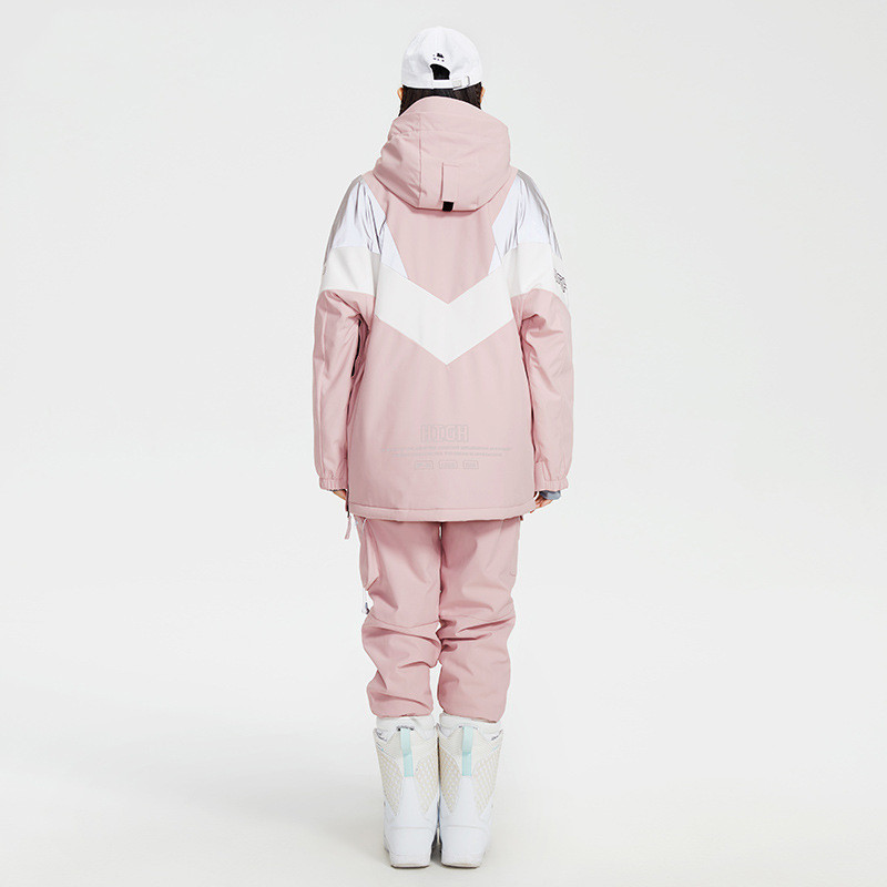 Set de schi nou Jachetă de snowboard sport pentru femei Pantaloni de zăpadă pentru bărbați Costum de schi cu îmbinare Salopetă rezistentă la vânt Glugă îngroșată